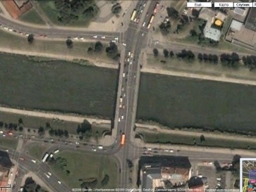 Вильнюс. Зеленый Мост. Вид из космоса (Гугл-карты)
